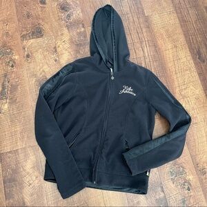 Nike athletics girls jacket coat w/hood medium 8/10 black white fleecy